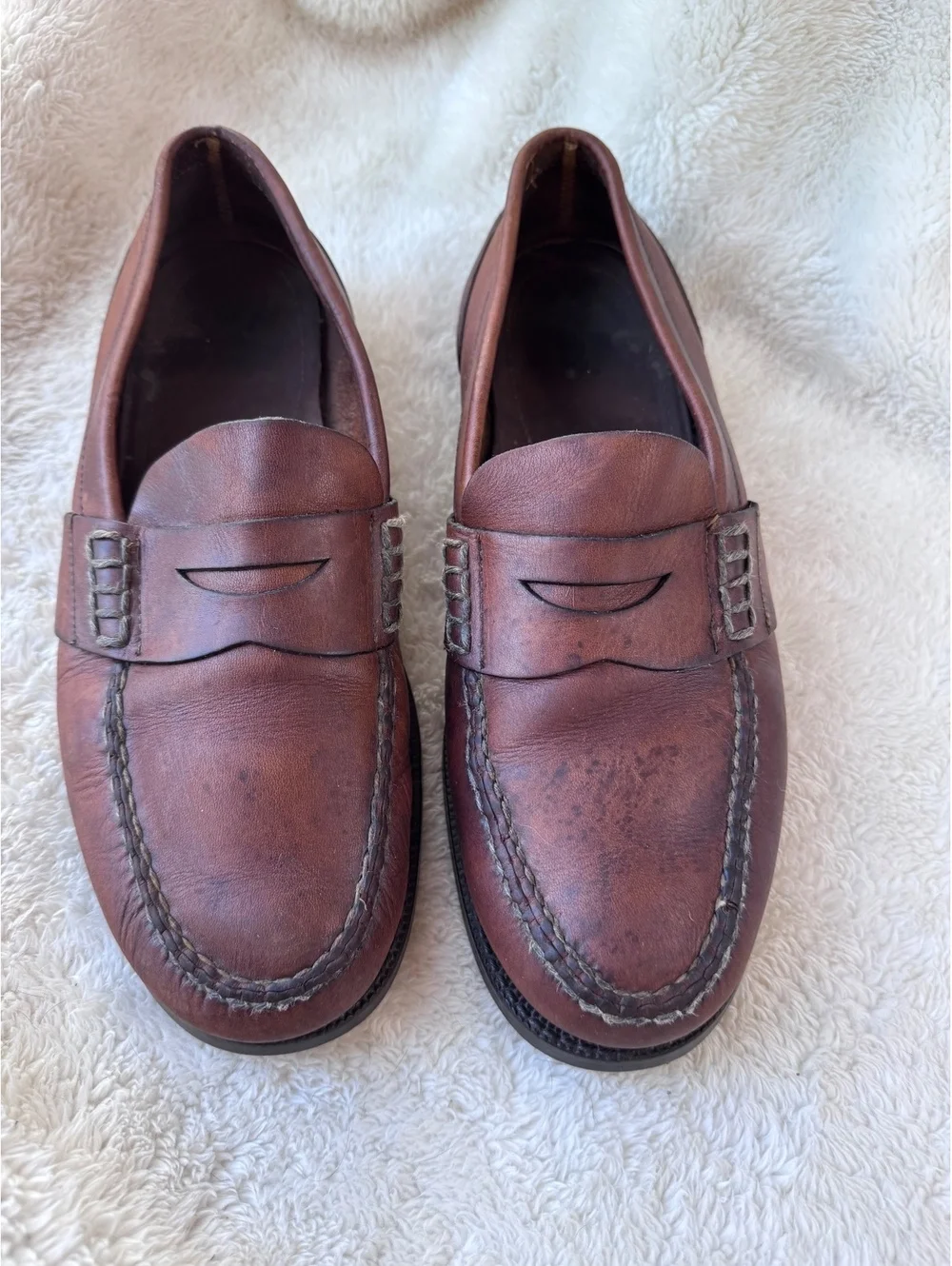 G.H. BASS Brown Leather Penny Loafers Mens Size 11/ 11.5 Moccasin Dress Shoes